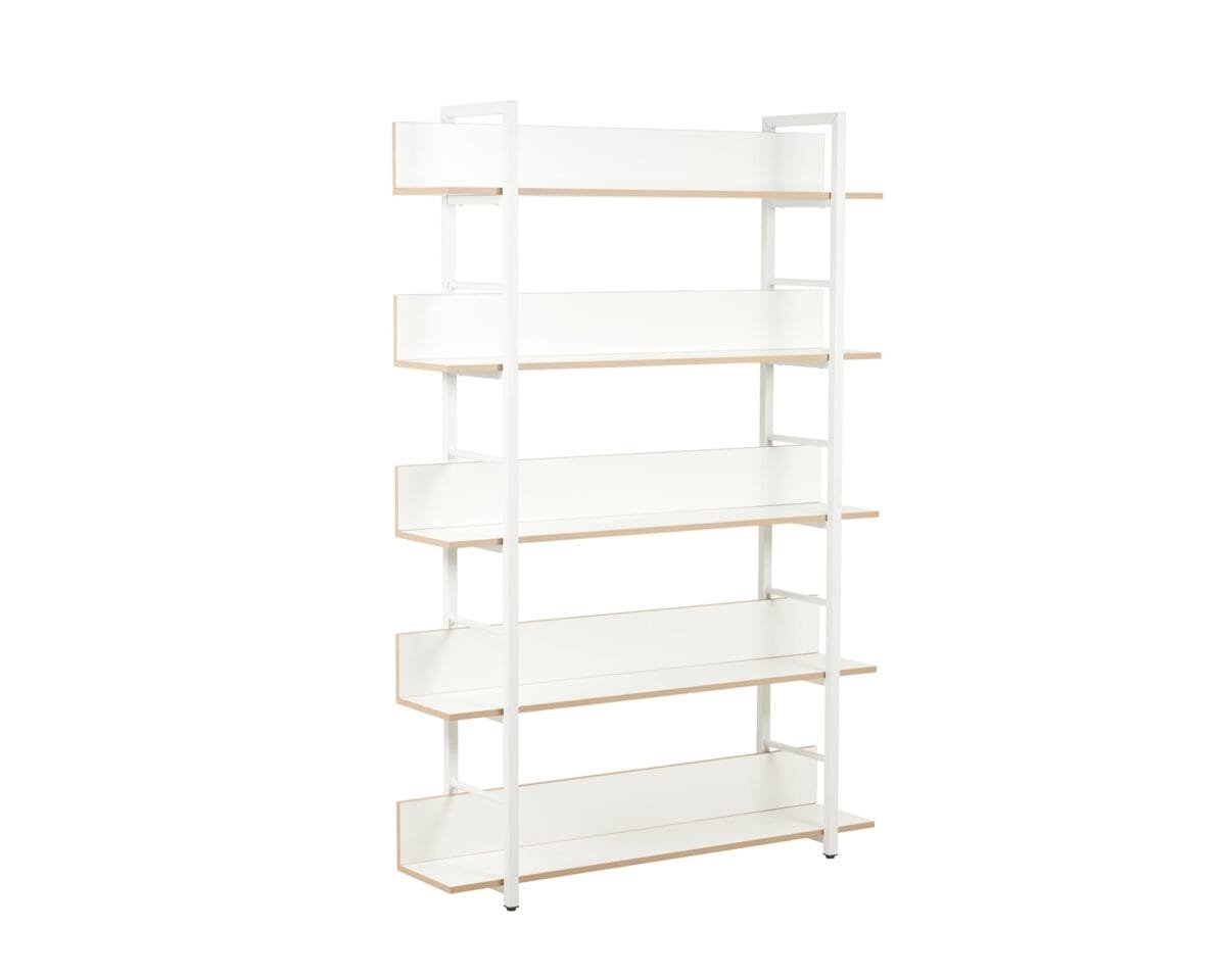 ⁦יחידת מדפים מעוצבת בצבע לבן בשילוב עץ דגם 204⁩ – תמונה ⁦2⁩