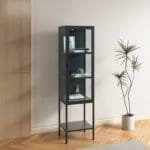 יחידת מדפים ממתכת בשילוב דלת זכוכית דגם 210 בצבע שחור