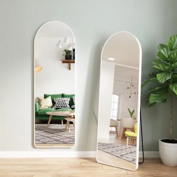 מראת גוף חצי אובלית עומדת/נתלת בצבע לבן דגם 9006