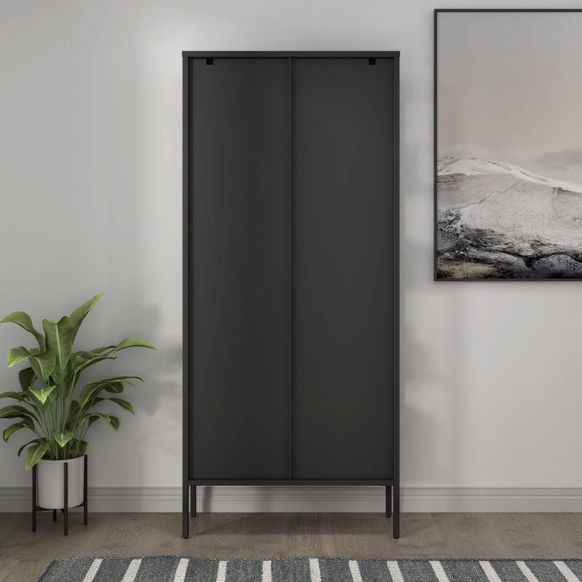 ⁦יחידת מדפים ממתכת בשילוב דלתות זכוכית דגם 205 בצבע שחור⁩ – תמונה ⁦7⁩