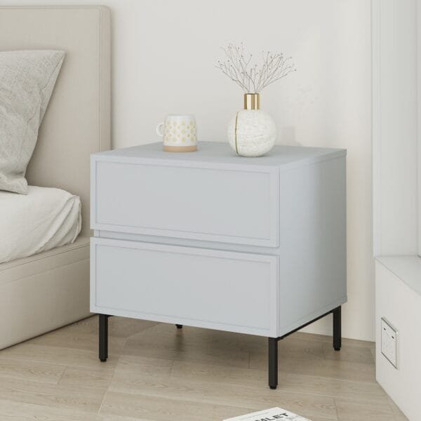 שידת לילה מעוצבת לצד המיטה בצבע אפור דגם 3288