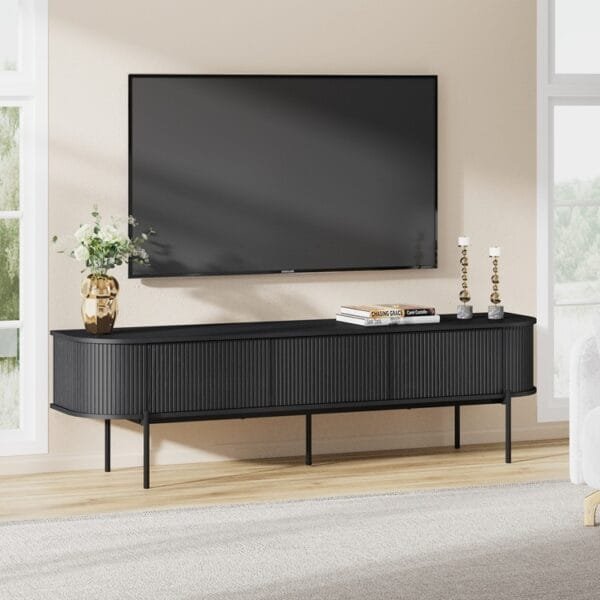 מזנון טלוויזיה יוקרתי לסלון דגם 4081  ניתן לתלייה באורך 180 ס"מ צבע שחור