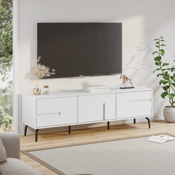 מזנון טלוויזיה מודרני לסלון דגם 4082 באורך 160 ס"מ צבע לבן