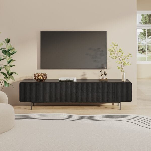 מזנון טלוויזיה יוקרתי לסלון דגם 4020 באורך 200 ס"מ צבע שחור