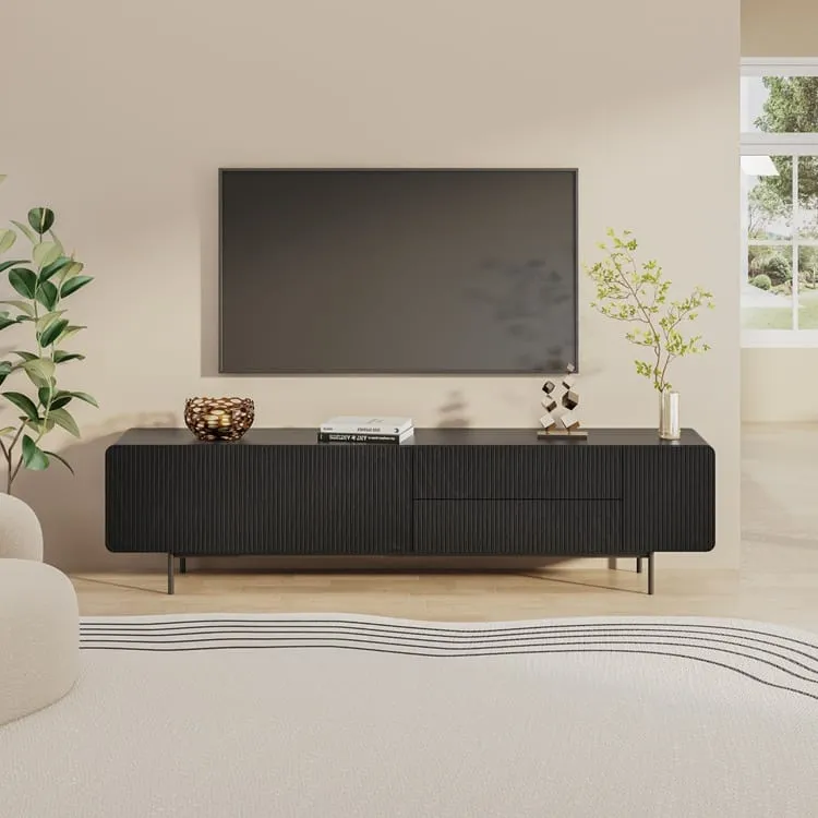 8 מזנון טלוויזיה יוקרתי לסלון דגם 4020 באורך 200 ס"מ צבע שחור – תמונה 1