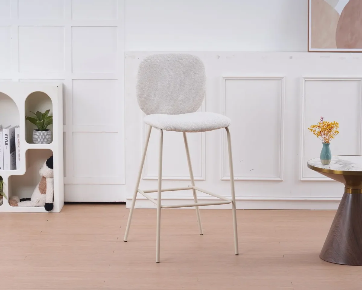 ⁦כיסא בר מרופד דגם 6145 בצבע קרם⁩ – תמונה ⁦3⁩