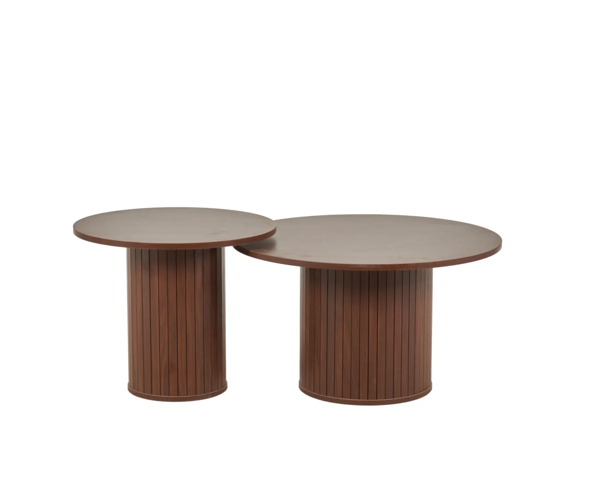 ⁦זוג שולחנות סלון עגולים בצבע אגוז דגם 502122⁩ – תמונה ⁦3⁩