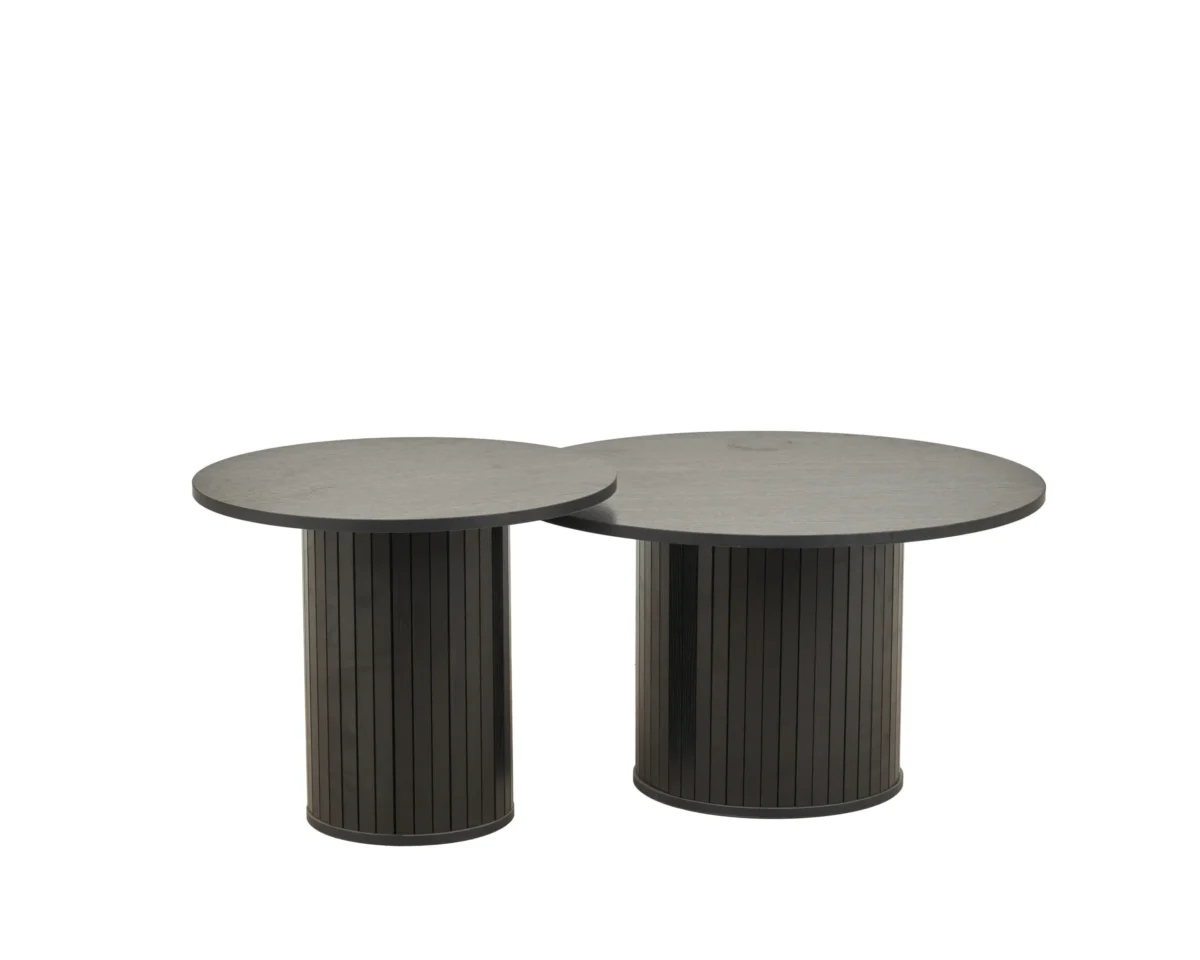 ⁦זוג שולחנות סלון עגולים בצבע שחור דגם 502122⁩ – תמונה ⁦2⁩