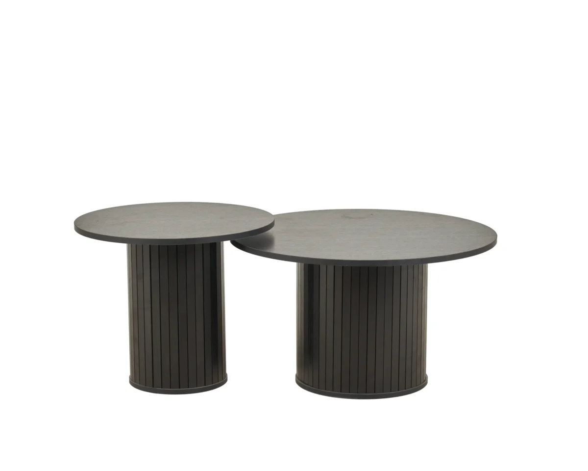 ⁦זוג שולחנות סלון עגולים בצבע שחור דגם 502122⁩ – תמונה ⁦3⁩