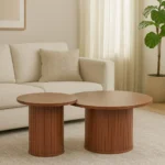 זוג שולחנות סלון עגולים בצבע אגוז דגם 502122