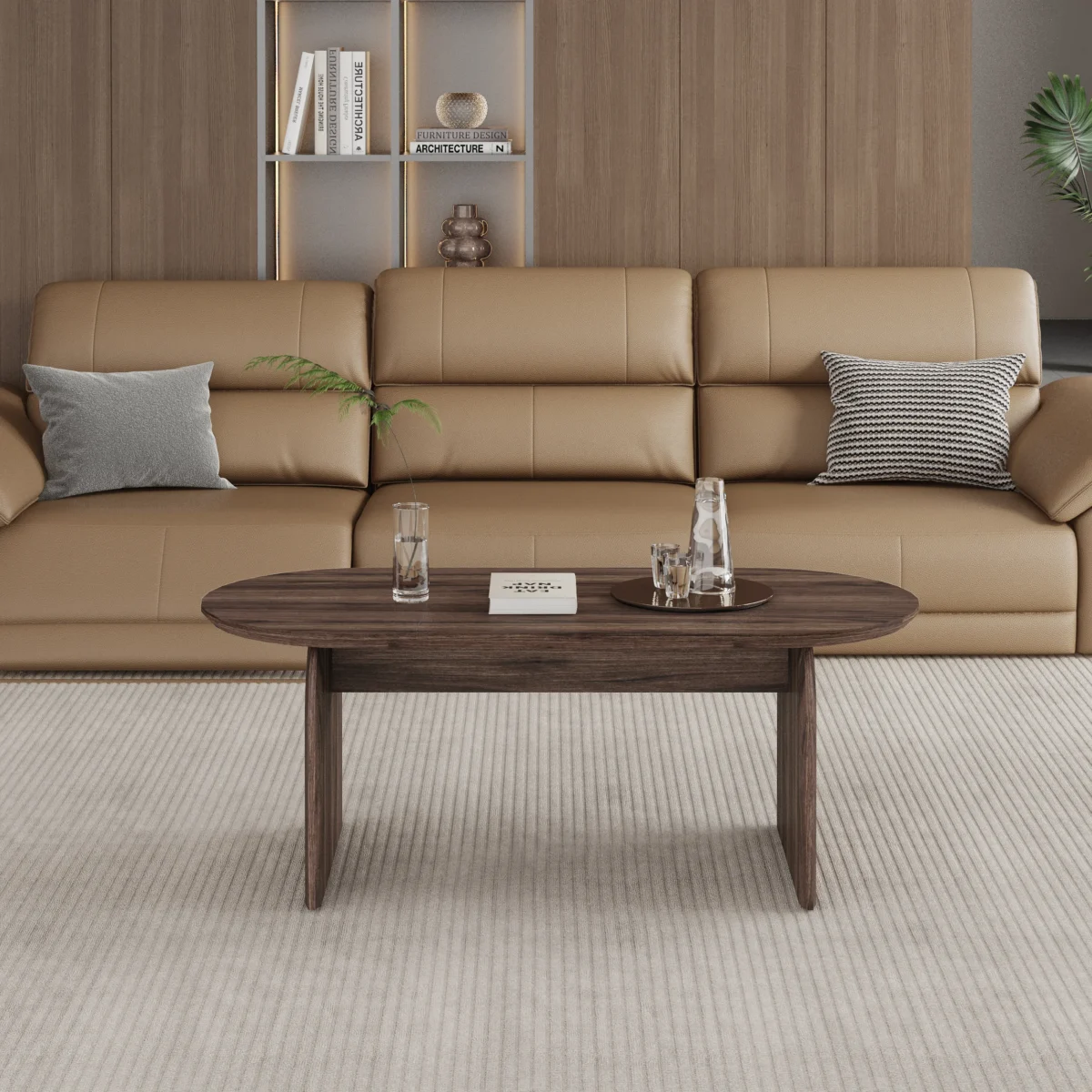 ⁦שולחן סלון אובלי צבע עץ אגוז דגם 4025⁩ – תמונה ⁦2⁩