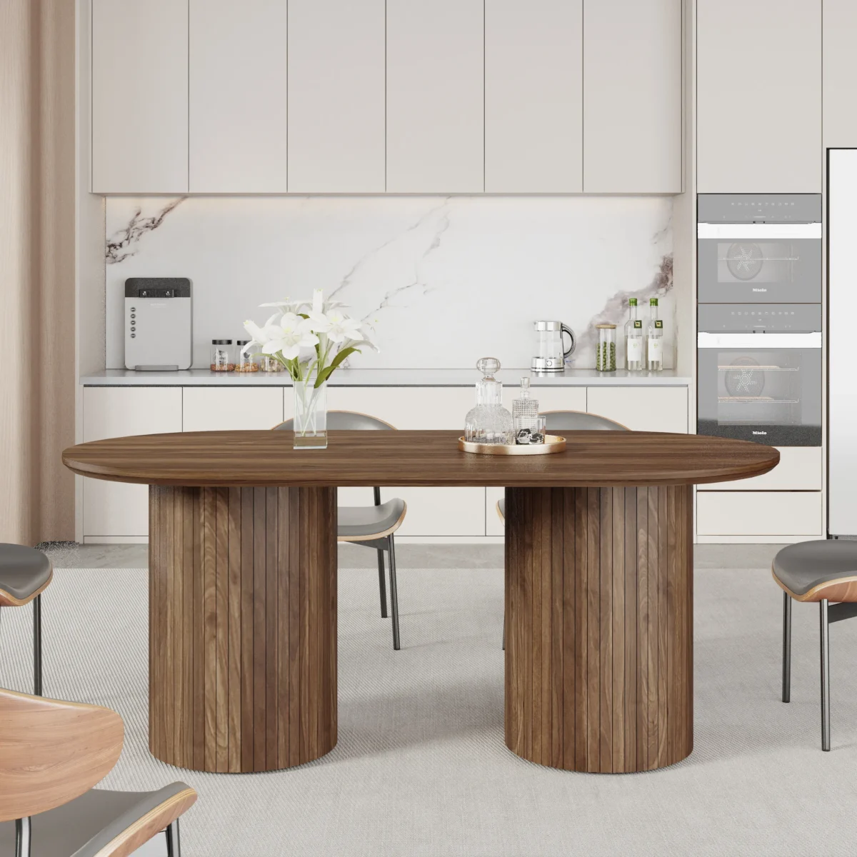 ⁦שולחן פינת אוכל אובלי דגם 816 בצבע אגוז⁩ – תמונה ⁦5⁩