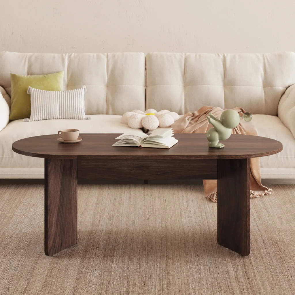 שולחן סלון אובלי דגם 5030 בגימור אגוז – שילוב מושלם של חמימות טבעית ועיצוב מודרני מלוטש. הוסיפו טאץ' יוקרתי ועל-זמני למרכז הסלון שלכם.