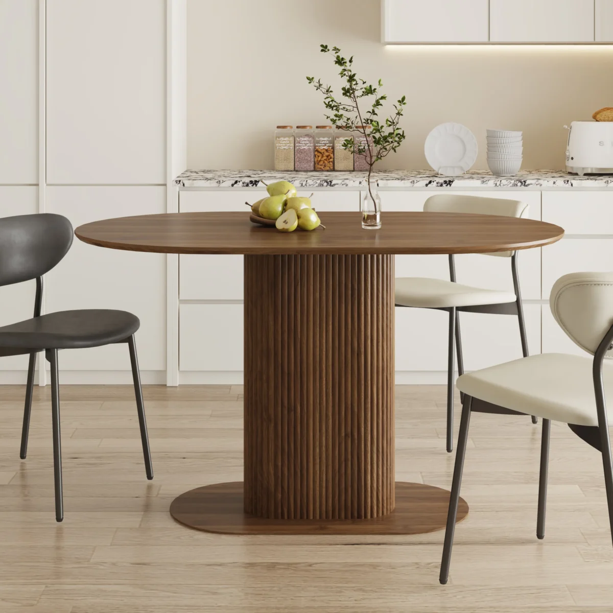 ⁦שולחן פינת אוכל אובלי דגם 811 בצבע אגוז⁩ – תמונה ⁦5⁩