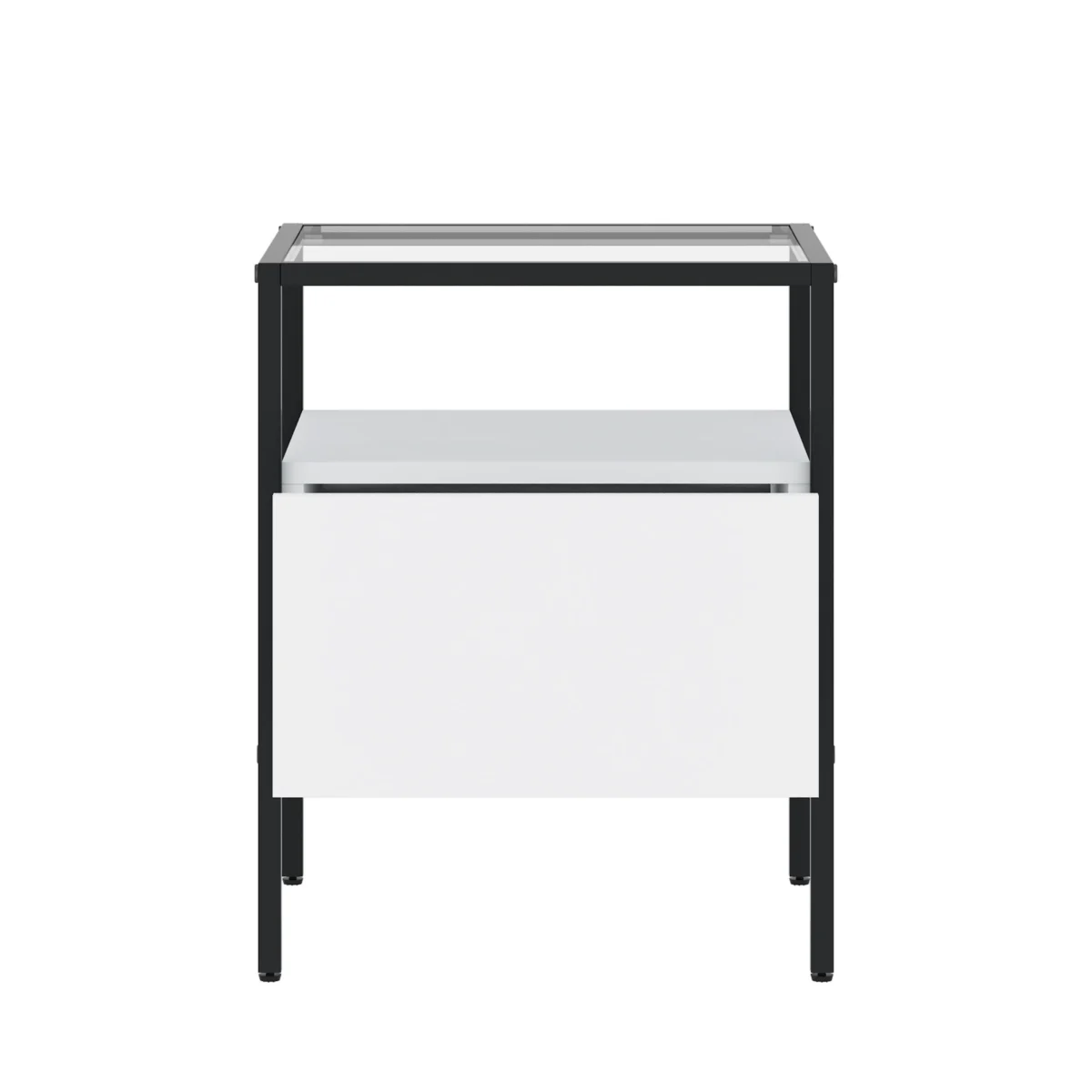 ⁦שידת לילה מעוצבת לצד המיטה בצבע לבן בשילוב זכוכית דגם 3284⁩ – תמונה ⁦6⁩