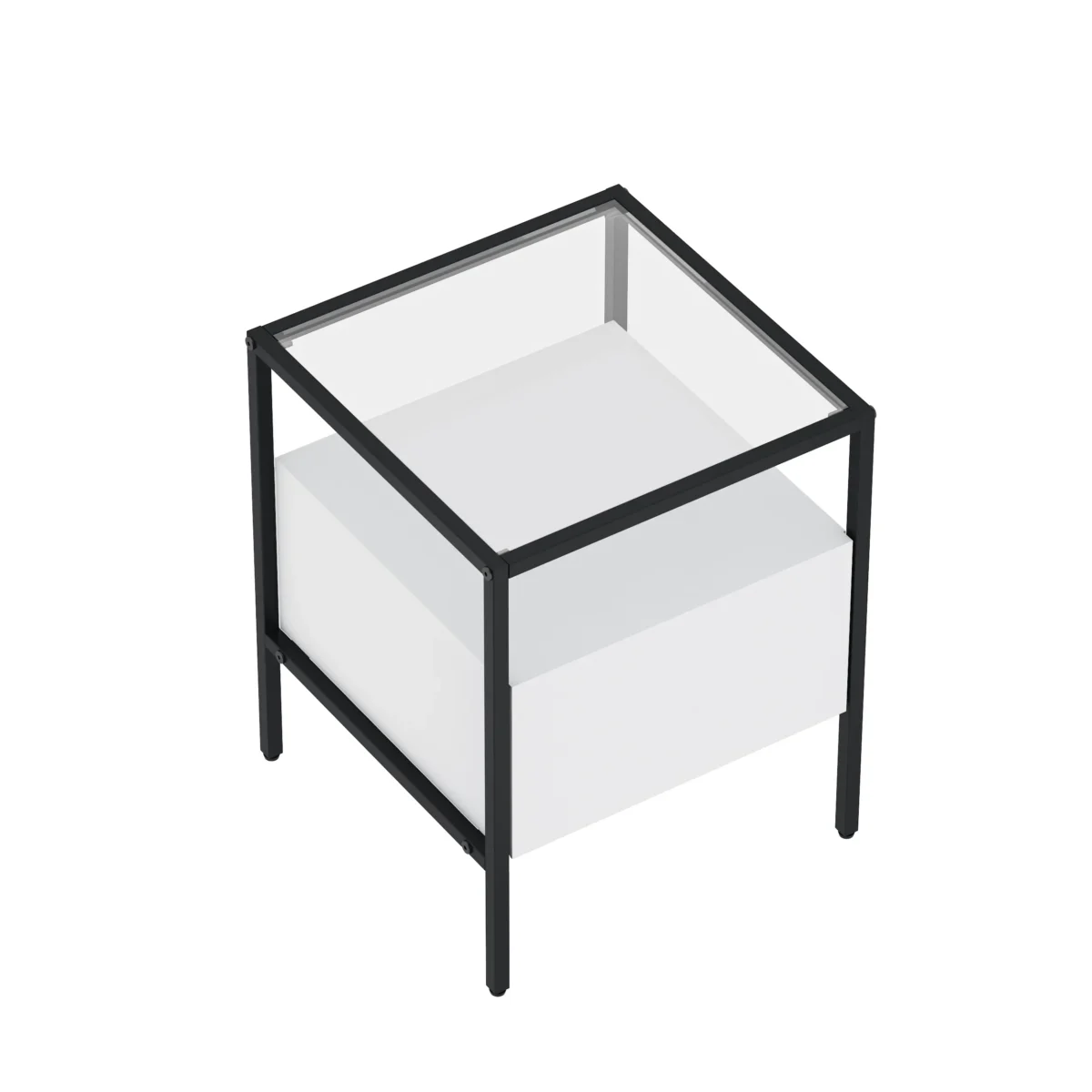 ⁦שידת לילה מעוצבת לצד המיטה בצבע לבן בשילוב זכוכית דגם 3284⁩ – תמונה ⁦8⁩