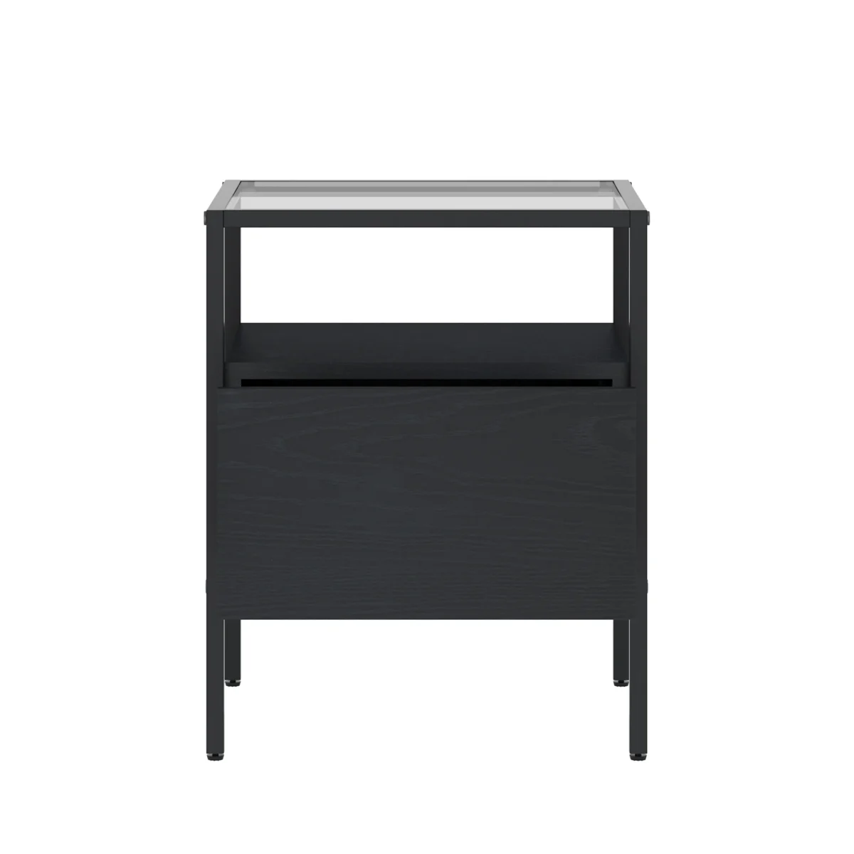 ⁦שידת לילה מעוצבת לצד המיטה בצבע שחור בשילוב זכוכית דגם 3284⁩ – תמונה ⁦10⁩