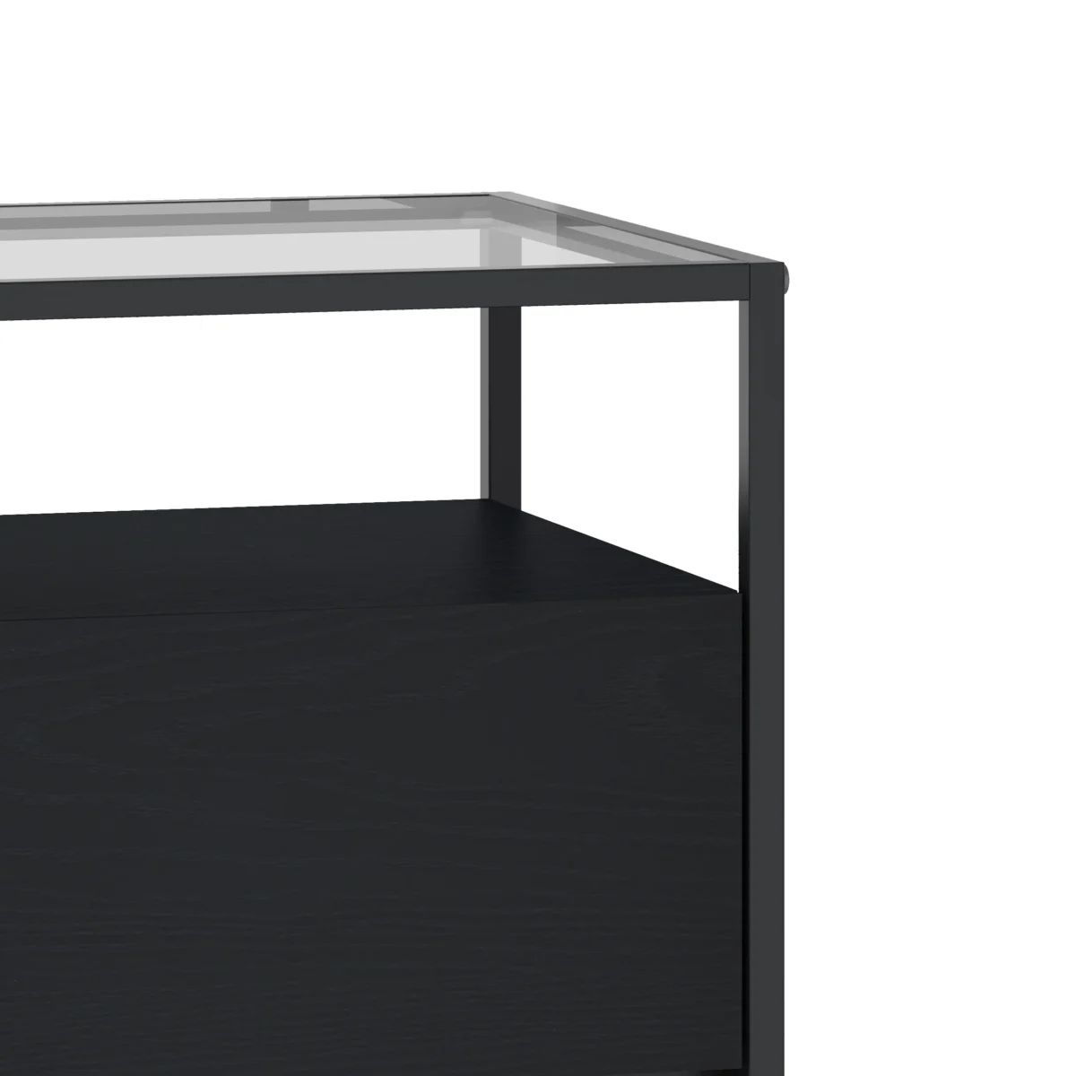 ⁦שידת לילה מעוצבת לצד המיטה בצבע שחור בשילוב זכוכית דגם 3284⁩ – תמונה ⁦9⁩