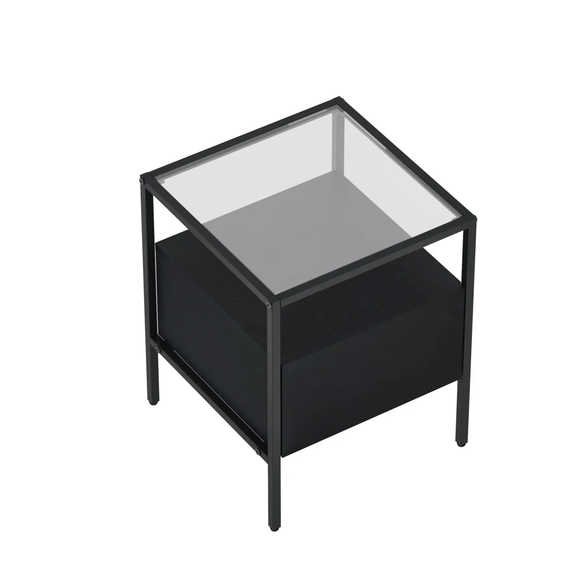 ⁦שידת לילה מעוצבת לצד המיטה בצבע שחור בשילוב זכוכית דגם 3284⁩ – תמונה ⁦8⁩